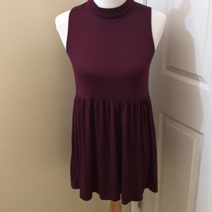 Maroon High Neck Sleeveless Dress | Small